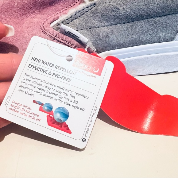 Vans Unisex Pig Suede Shearling Slip On Pink Grey Sneakers Sz W 9 M 7.5 NWT - Picture 14 of 16